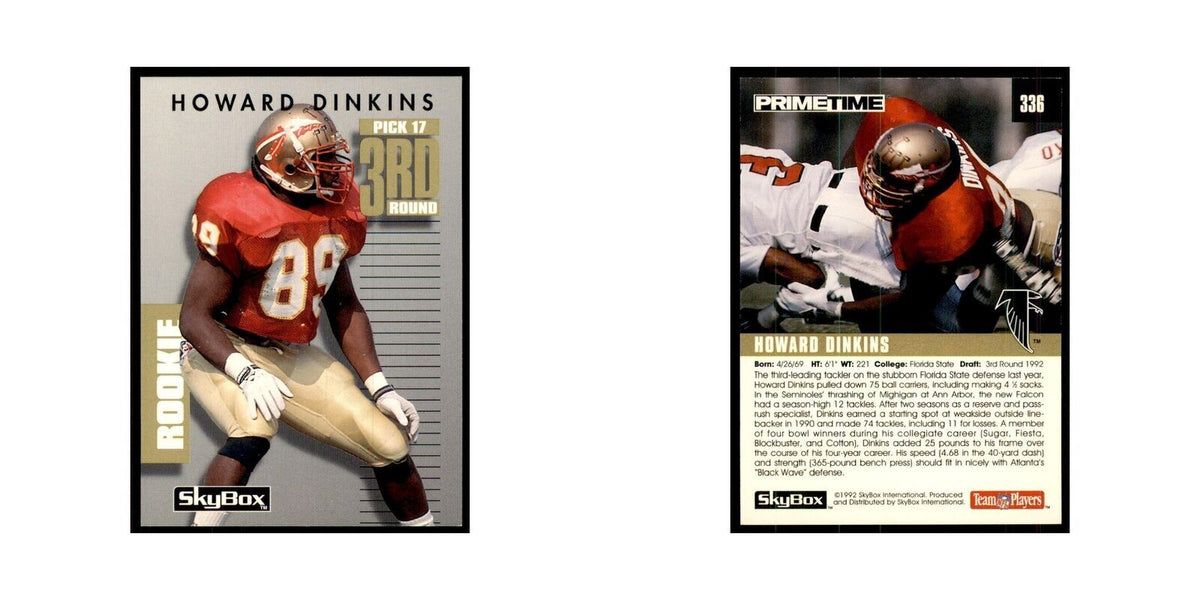 1992 SkyBox Primetime Howard Dinkins RC Falcons #336