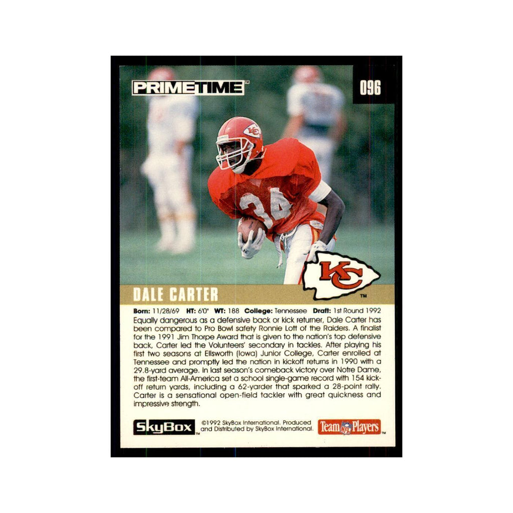1992 SkyBox Primetime Dale Carter RC Chiefs #096