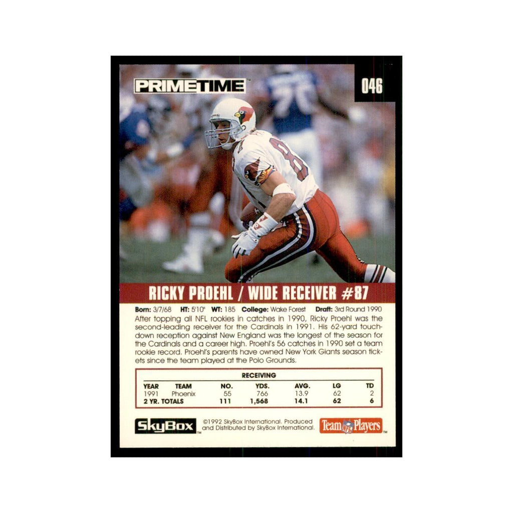 1992 SkyBox Primetime Ricky Proehl Phoenix Cardinals #046