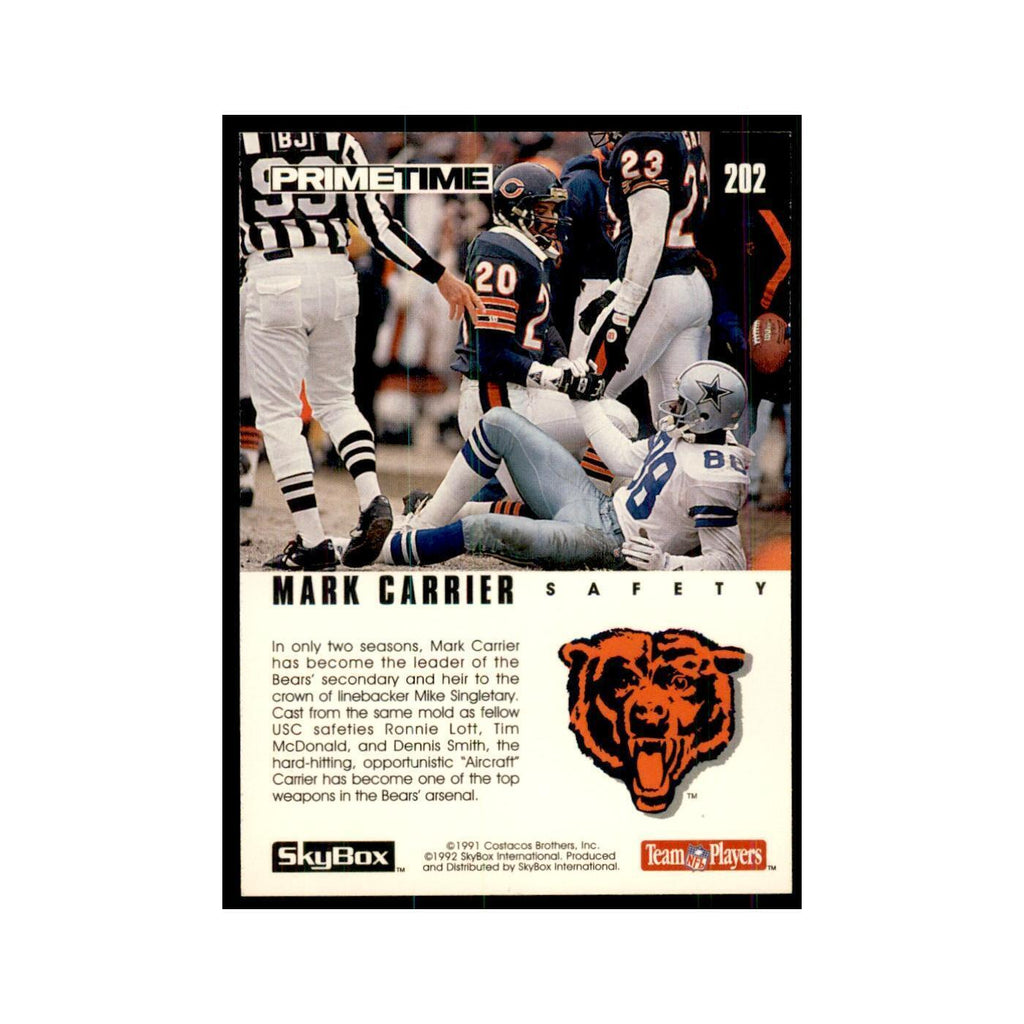 1992 SkyBox Primetime Mark Carrier Bears #202