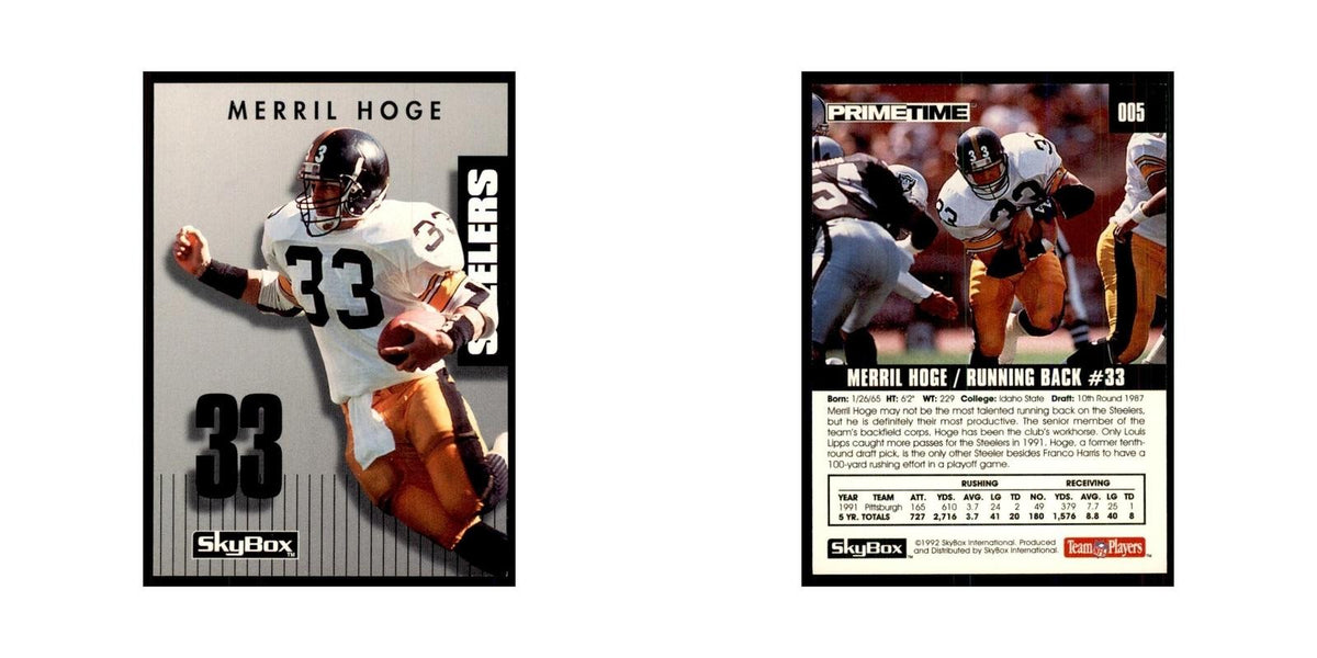 1992 SkyBox Primetime Merril Hoge Steelers #005
