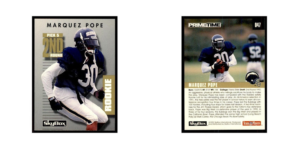1992 SkyBox Primetime Marquez Pope RC San Diego Chargers #047