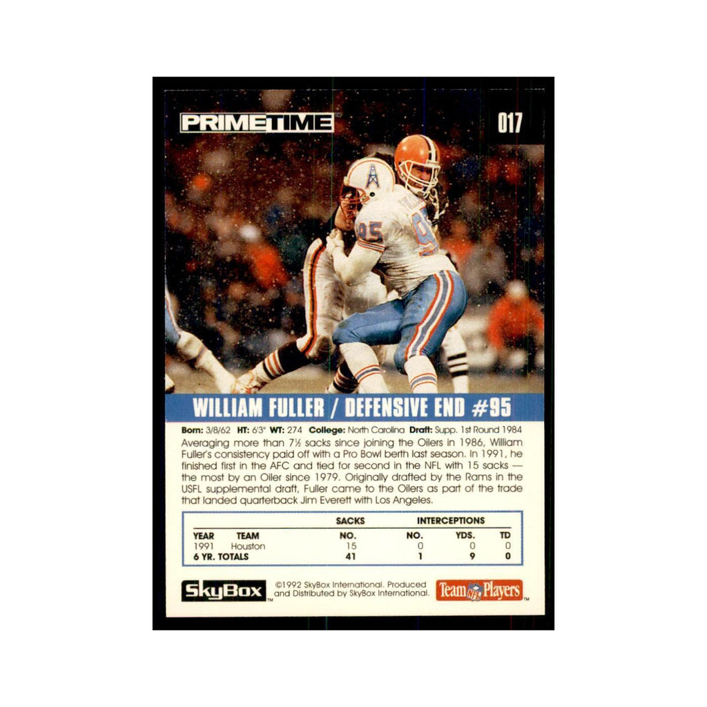 1992 SkyBox Primetime William Fuller Houston Oilers #017