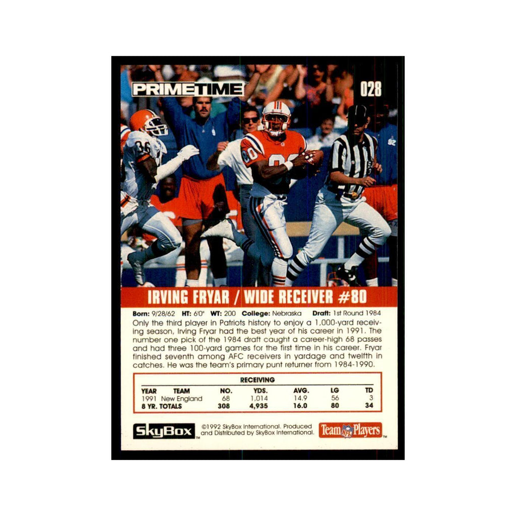 1992 SkyBox Primetime Irving Fryar Patriots #028