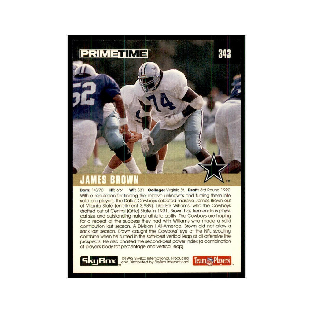1992 SkyBox Primetime James Brown RC Cowboys #343