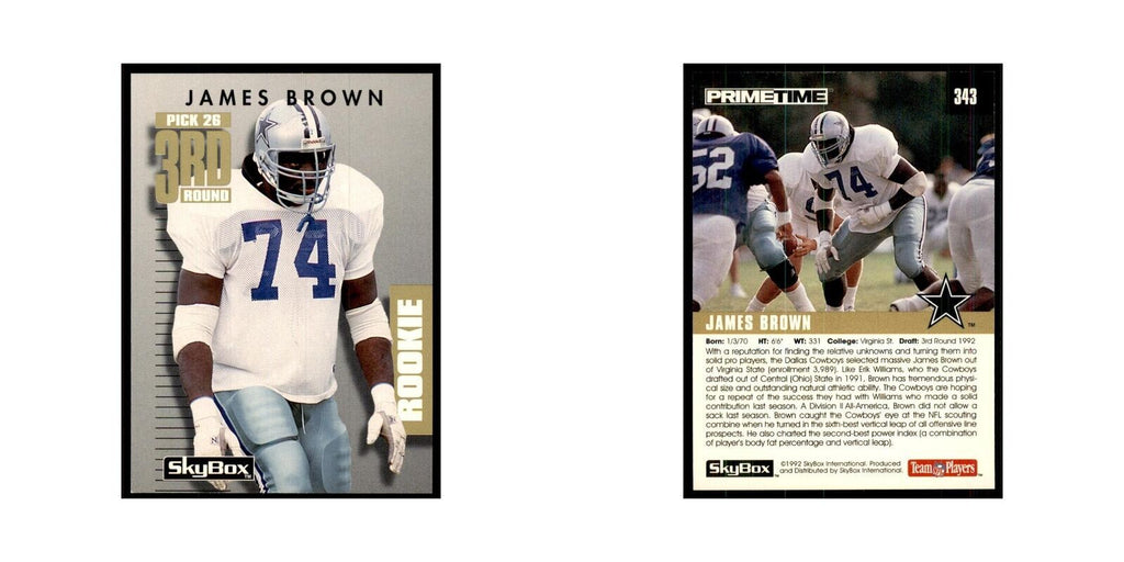 1992 SkyBox Primetime James Brown RC Cowboys #343