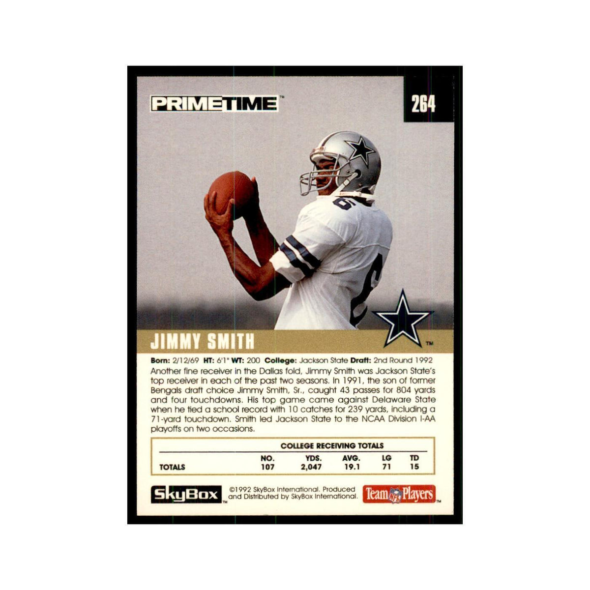 1992 SkyBox Primetime Jimmy Smith RC Cowboys #264