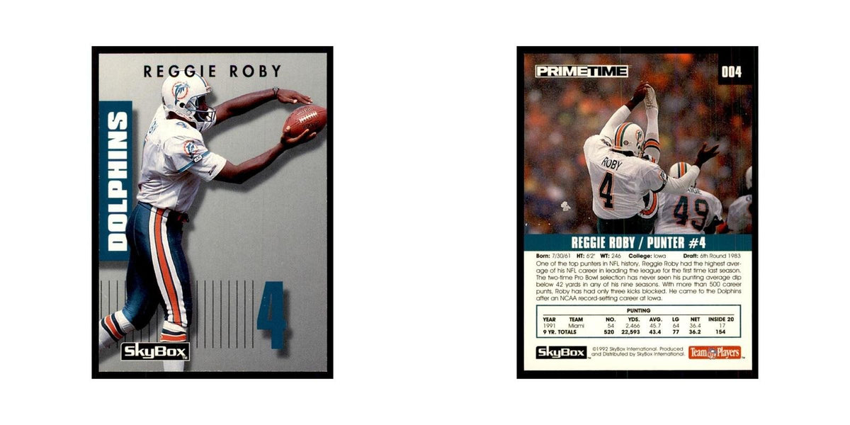 1992 SkyBox Primetime Reggie Roby Dolphins #004
