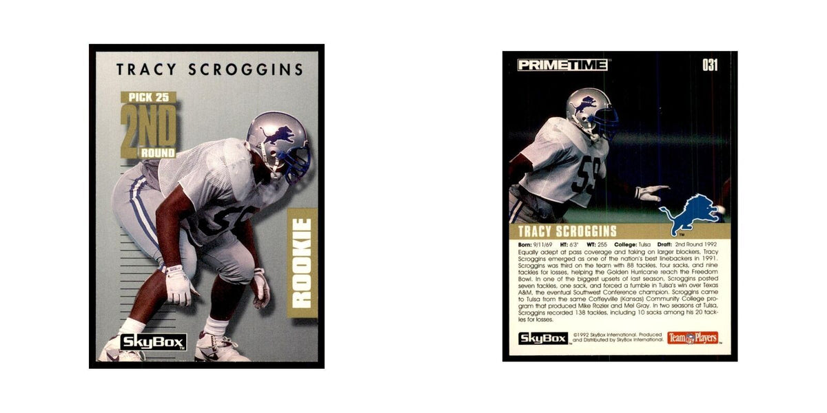 1992 SkyBox Primetime Tracy Scroggins RC Lions #031