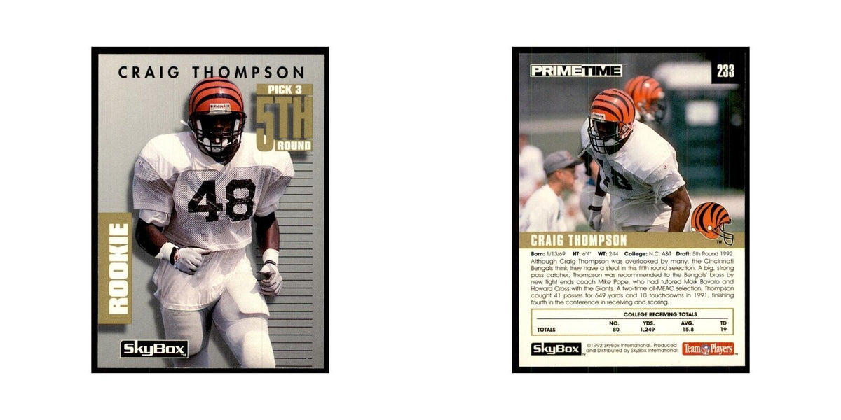 1992 SkyBox Primetime Craig Thompson RC Bengals #233