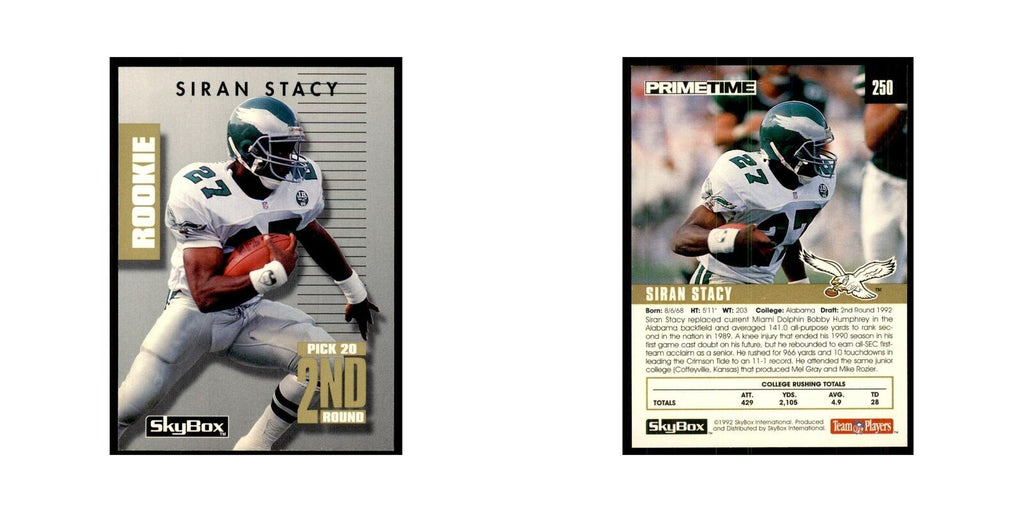 1992 SkyBox Primetime Siran Stacy RC Eagles #250