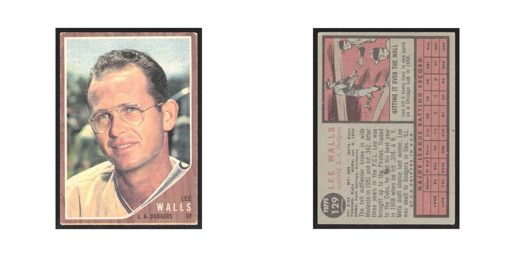1962 Topps (damaged) Lee Walls Dodgers #129