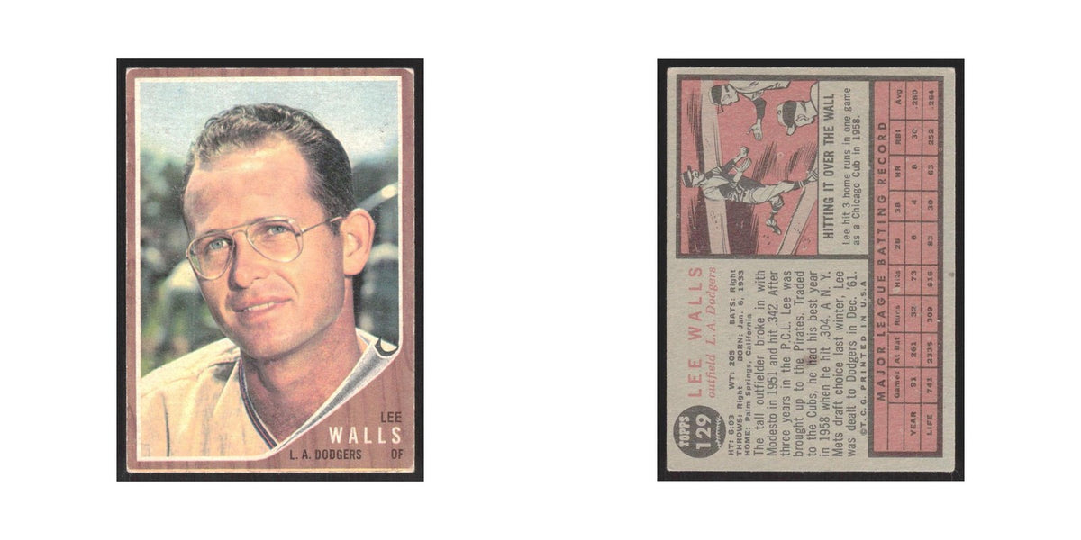 1962 Topps (damaged) Lee Walls Dodgers #129