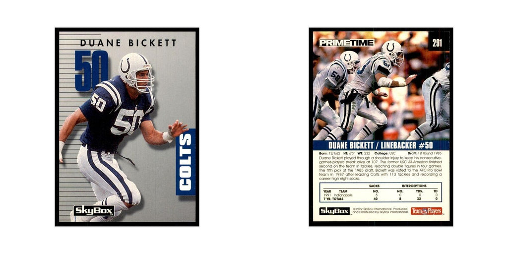 1992 SkyBox Primetime Duane Bickett Colts #291