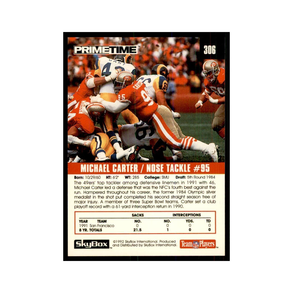 1992 SkyBox Primetime Michael Carter 49ers #306