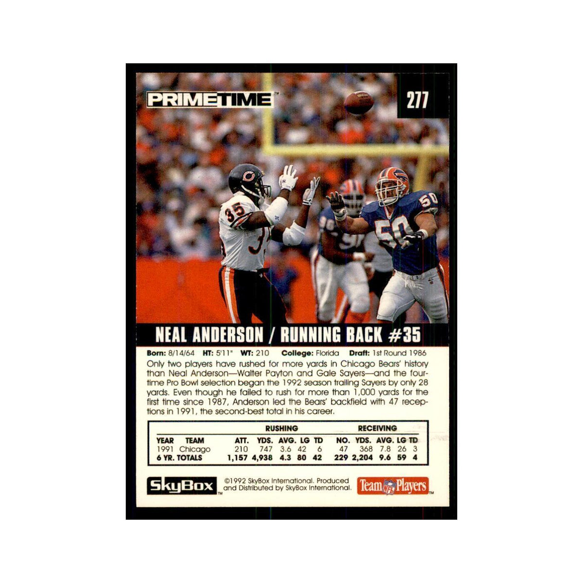 1992 SkyBox Primetime Neal Anderson Bears #277
