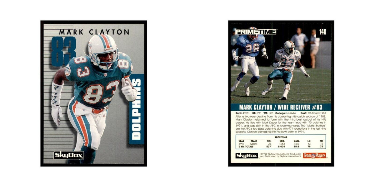 1992 SkyBox Primetime Mark Clayton Dolphins #146