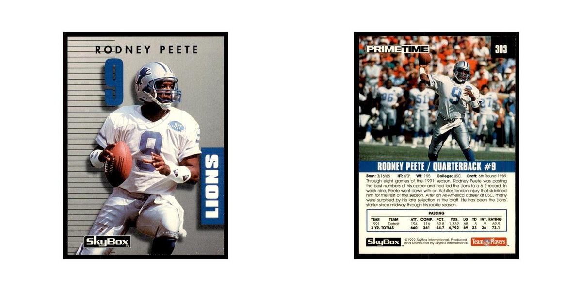 1992 SkyBox Primetime Rodney Peete Lions #303