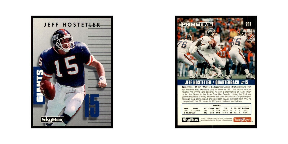 1992 SkyBox Primetime Jeff Hostetler Giants #207
