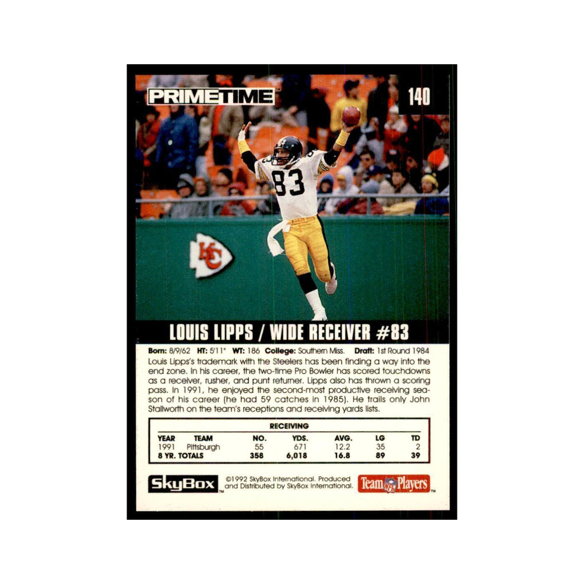1992 SkyBox Primetime Louis Lipps Steelers #140