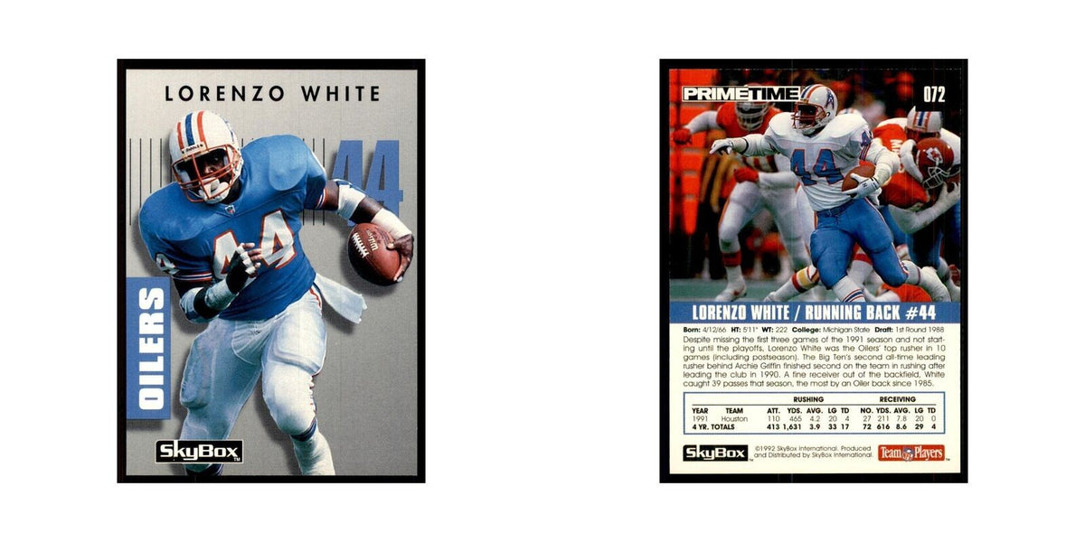 1992 SkyBox Primetime Lorenzo White Houston Oilers #72