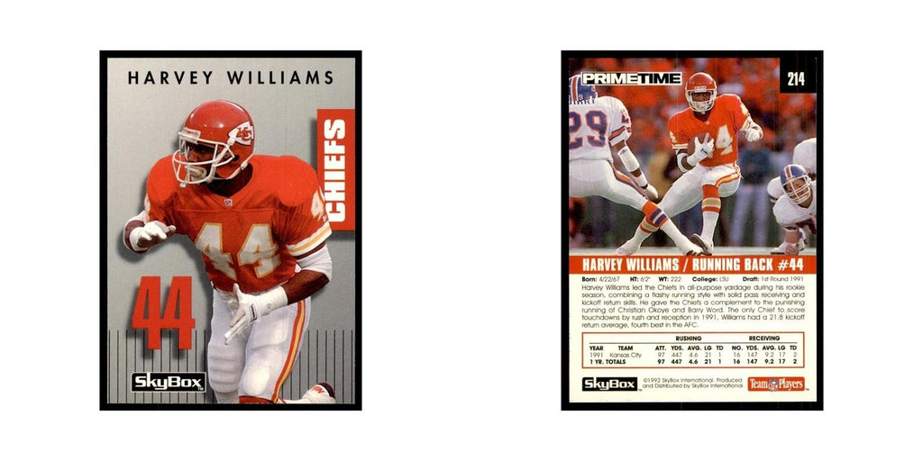 1992 SkyBox Primetime Harvey Williams Chiefs #214