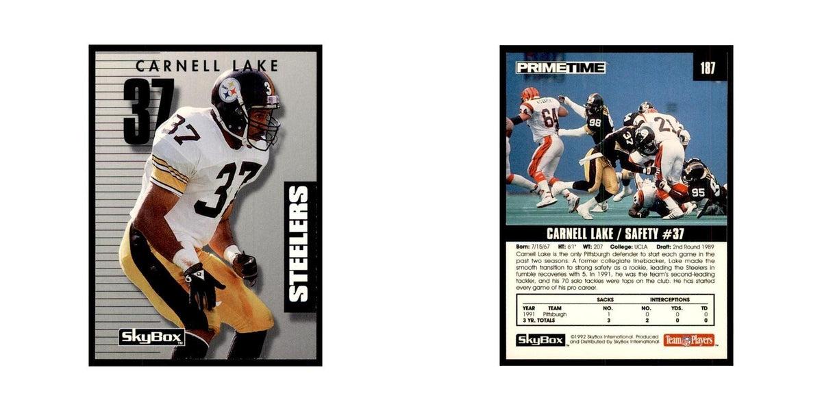 1992 SkyBox Primetime Carnell Lake Steelers #187