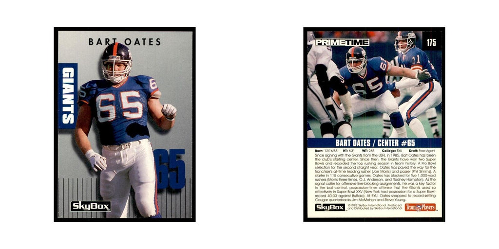 1992 SkyBox Primetime Bart Oates Giants #175