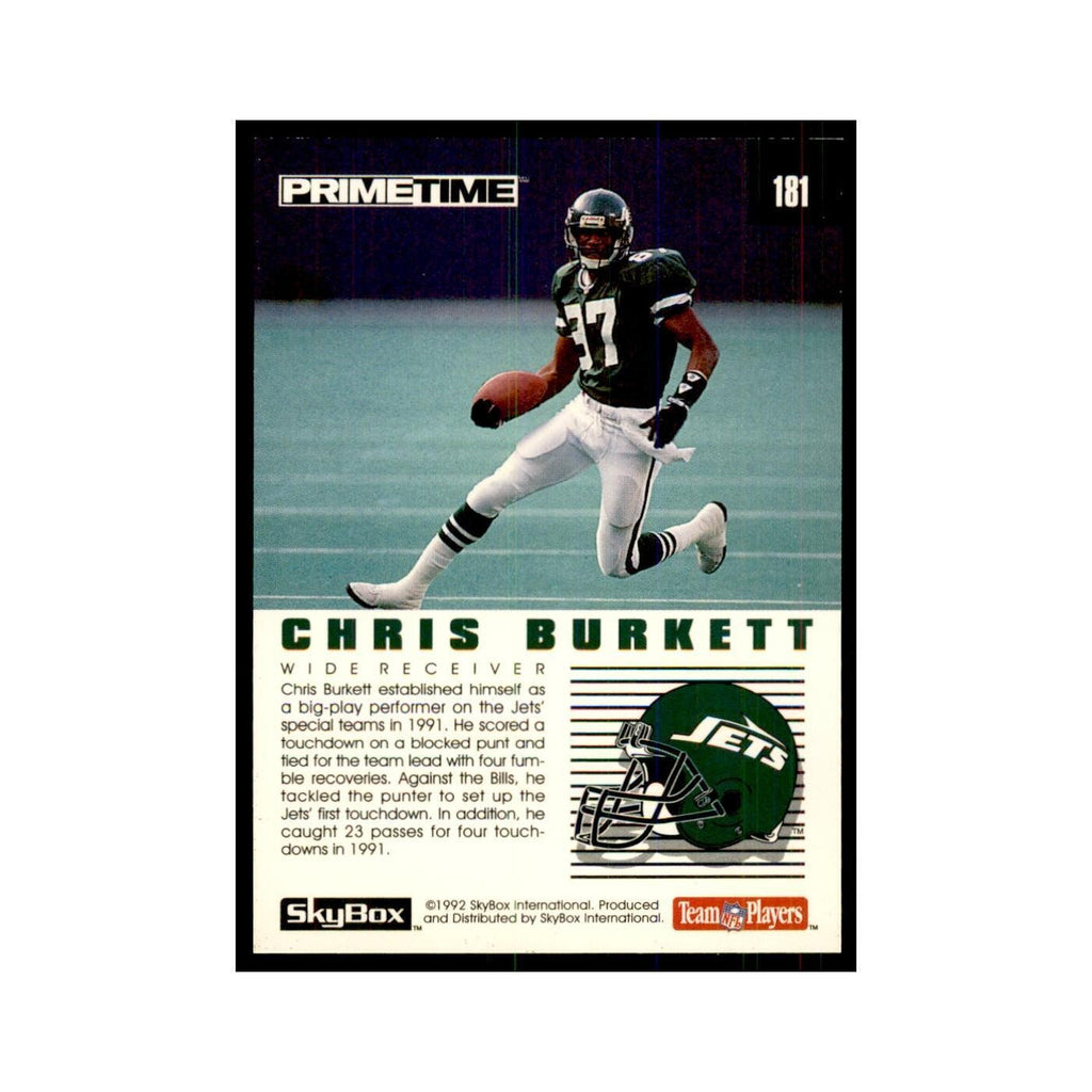 1992 SkyBox Primetime Chris Burkett Jets #181