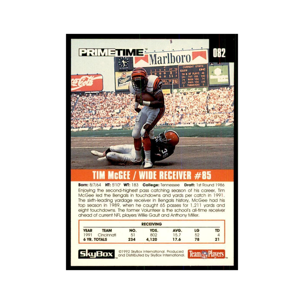 1992 SkyBox Primetime Tim McGee Bengals #82