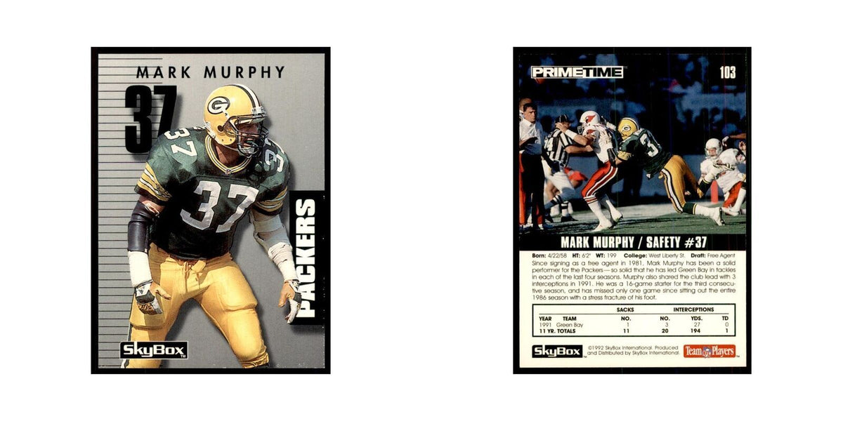1992 SkyBox Primetime Mark Murphy Packers #103