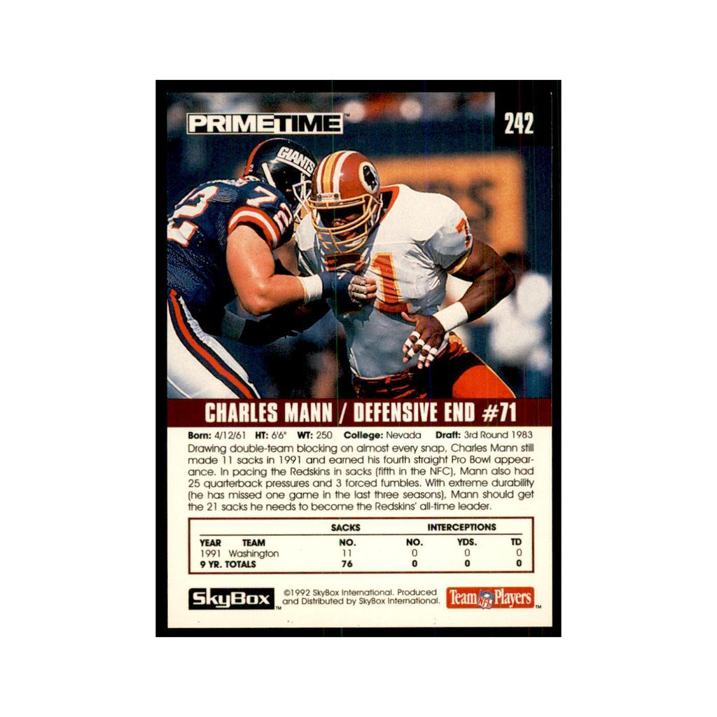1992 SkyBox Primetime Charles Mann Redskins #242
