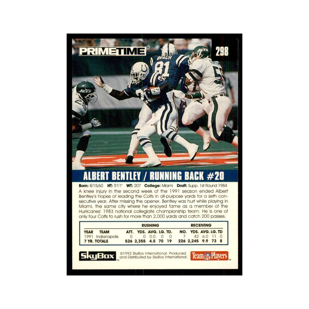 1992 SkyBox Primetime Albert Bentley Colts #298