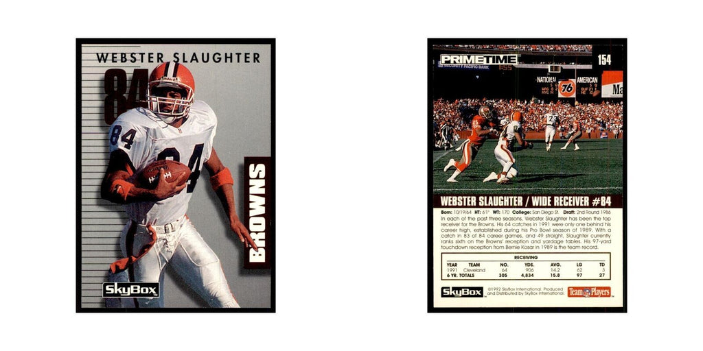 1992 SkyBox Primetime Webster Slaughter Browns #154