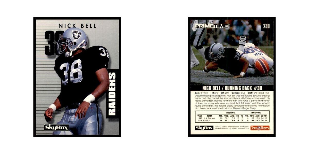 1992 SkyBox Primetime Nick Bell Los Angeles Raiders #230