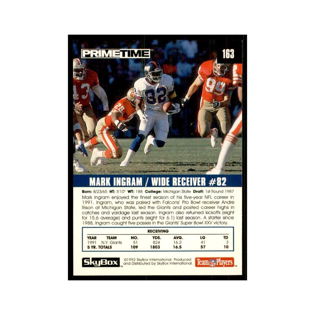 1992 SkyBox Primetime Mark Ingram Giants #163