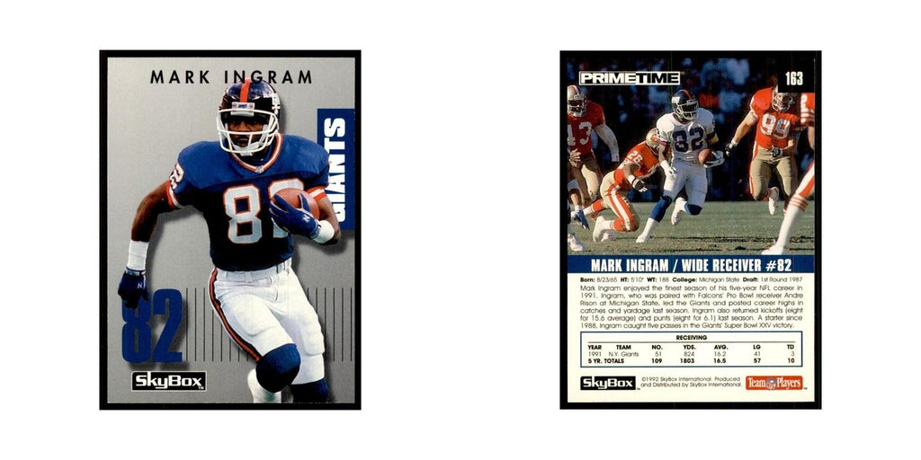 1992 SkyBox Primetime Mark Ingram Giants #163