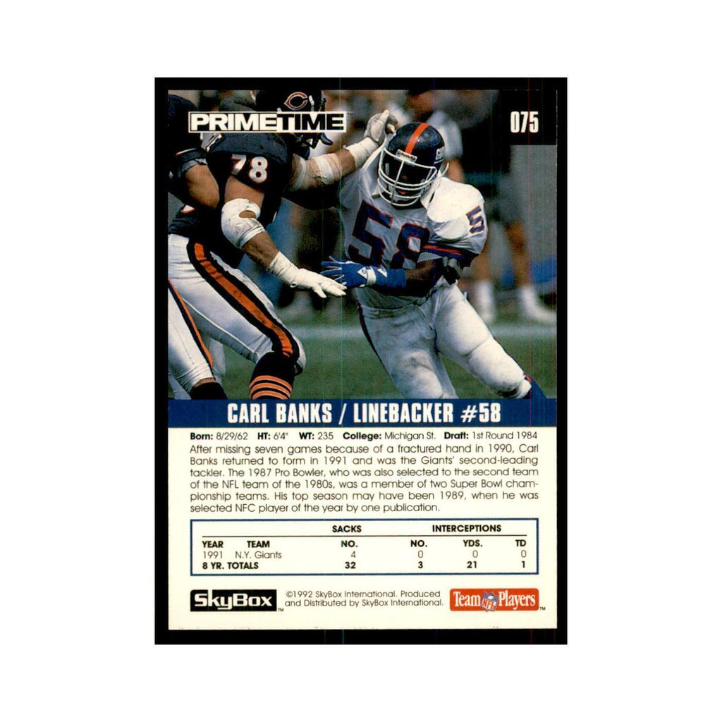 1992 SkyBox Primetime Carl Banks Giants #75
