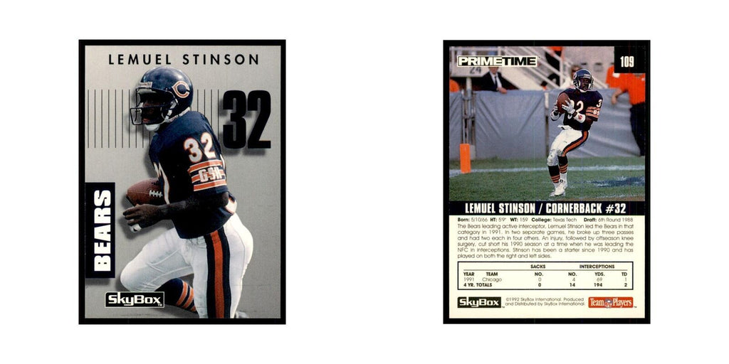1992 SkyBox Primetime Lemuel Stinson Bears #109