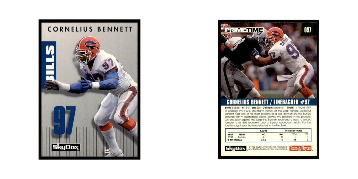 1992 SkyBox Primetime Cornelius Bennett Bills #97