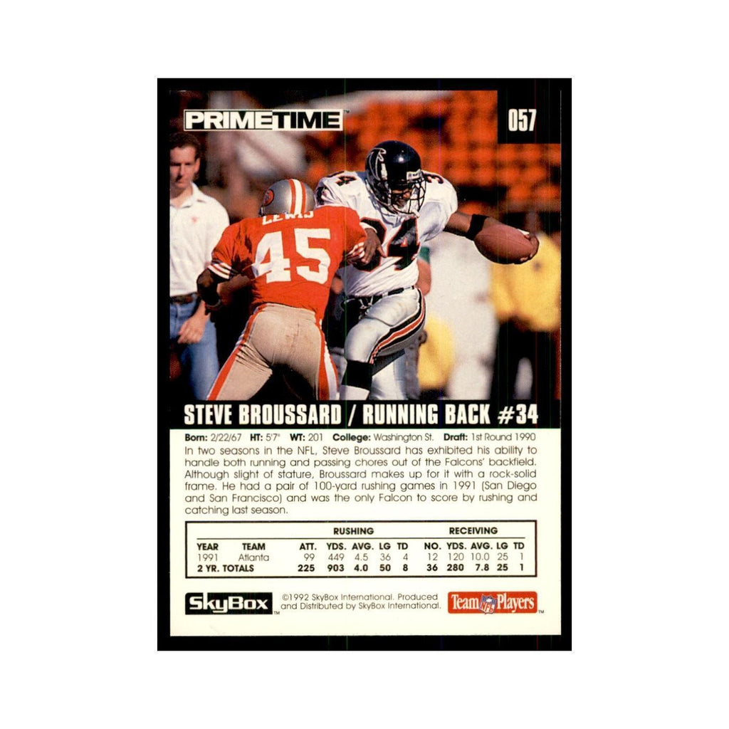 1992 SkyBox Primetime Steve Broussard Falcons #57