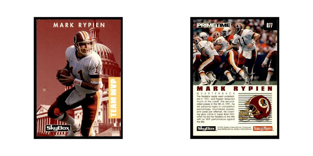 1992 SkyBox Primetime Mark Rypien Redskins #77