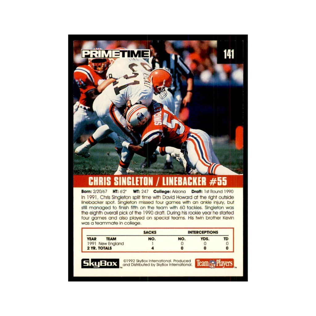 1992 SkyBox Primetime Chris Singleton Patriots #141