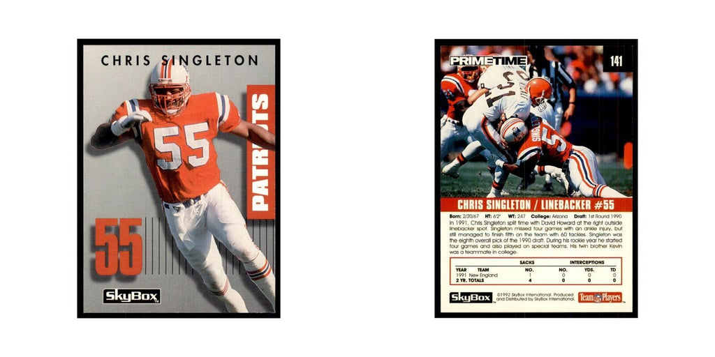 1992 SkyBox Primetime Chris Singleton Patriots #141