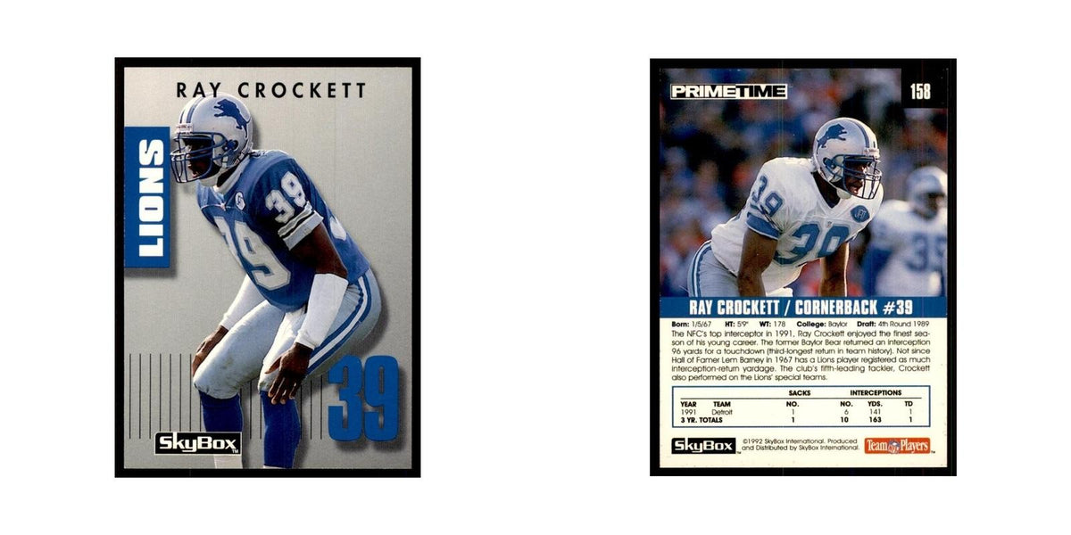 1992 SkyBox Primetime Ray Crockett Lions #158