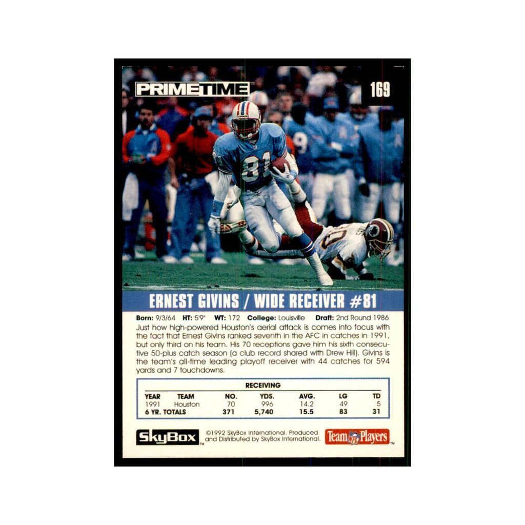 1992 SkyBox Primetime Ernest Givins Houston Oilers #169