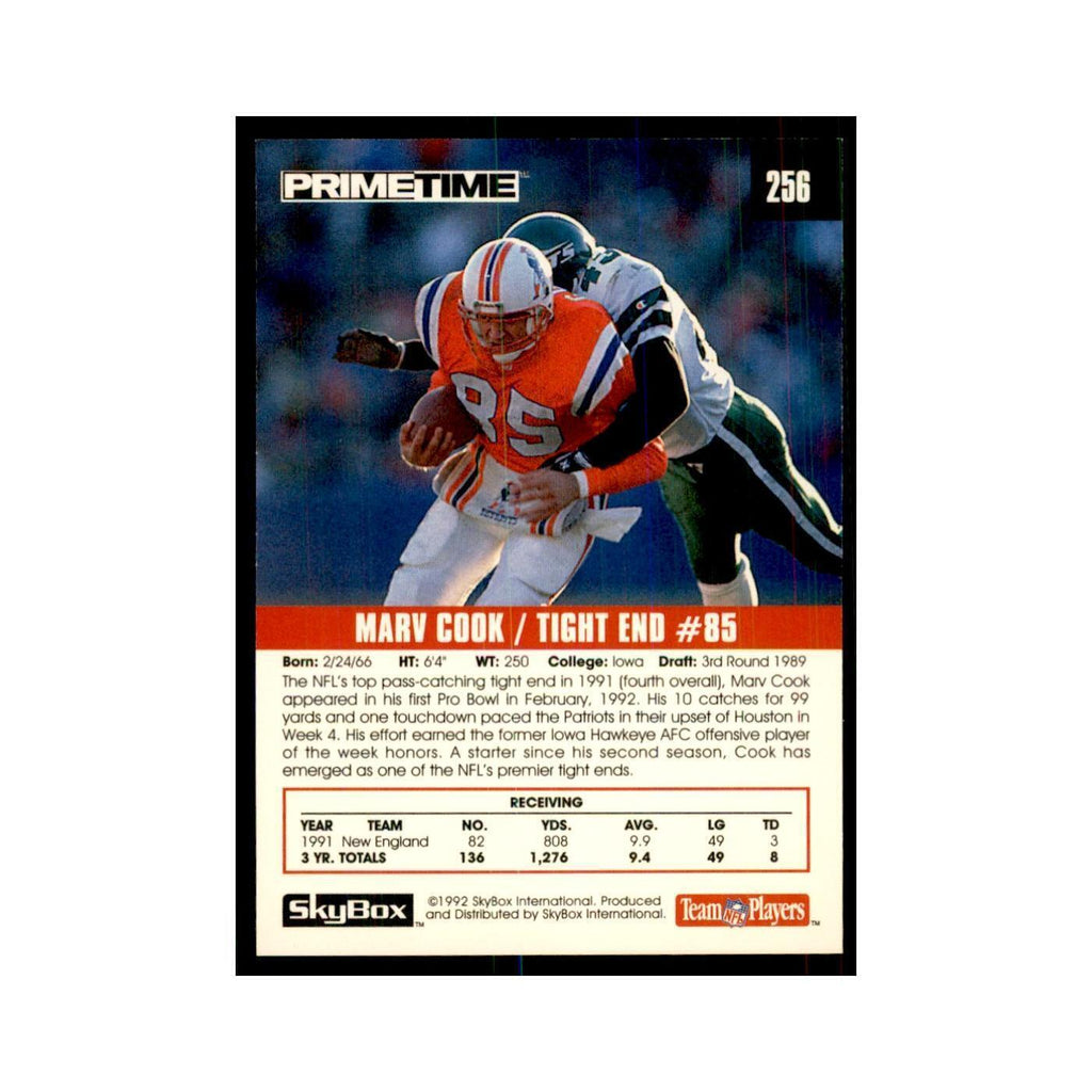 1992 SkyBox Primetime Marv Cook Patriots #256