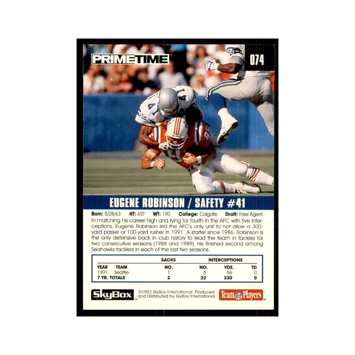 1992 SkyBox Primetime Nick Lowery Chiefs #73