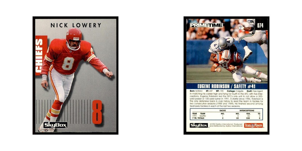 1992 SkyBox Primetime Nick Lowery Chiefs #73