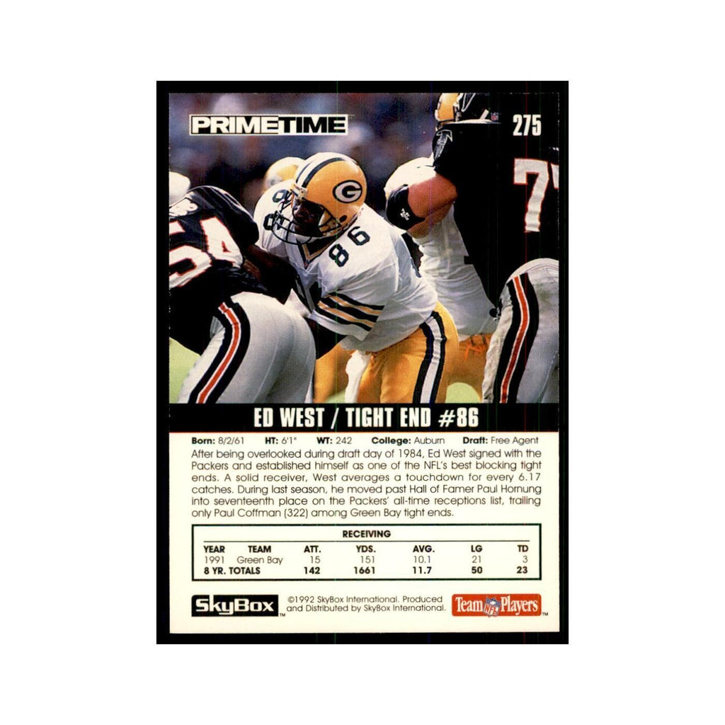1992 SkyBox Primetime Ed West Packers #275
